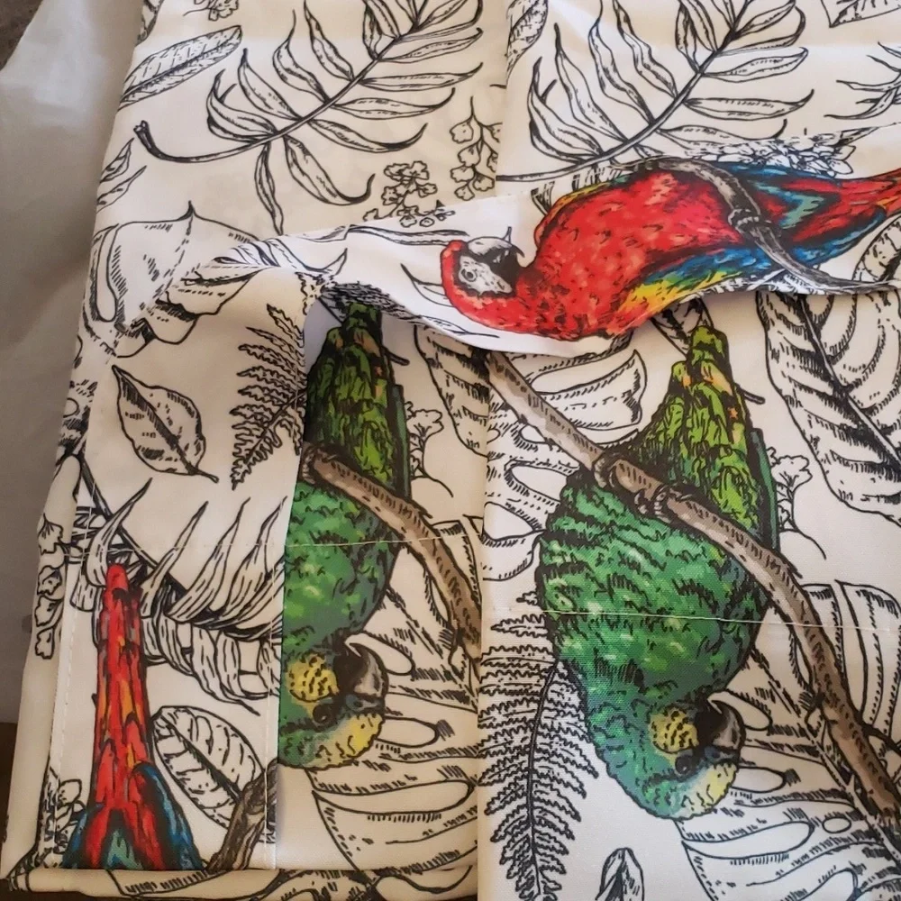 Parrot Print Pocket Top Adjustable Straight Curtain Valance 56 x 18 Inches